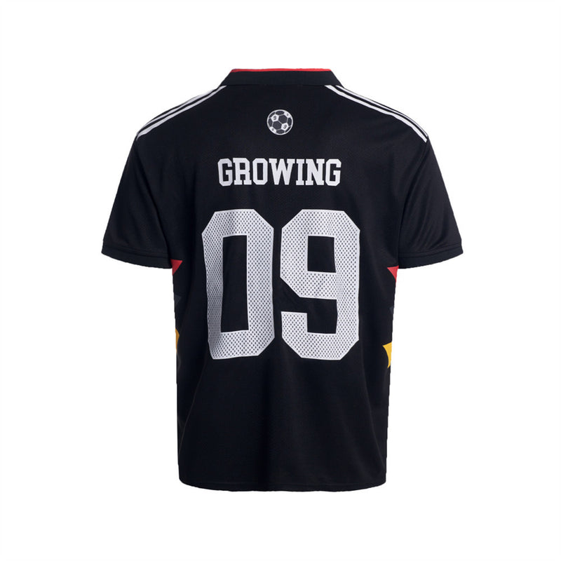 Mens Oversized Graphic T-Shirt Soccer Jersey No. 09 V-Neck Polo Tee