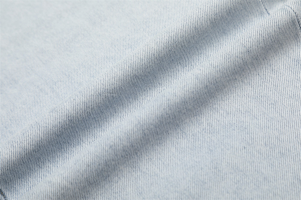 Wide-Leg Distressed Jeans – Light Blue Acid-Washed Straight-Cut Denim with