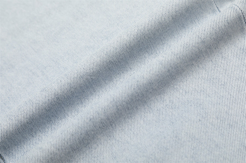 Wide-Leg Distressed Jeans – Light Blue Acid-Washed Straight-Cut Denim with