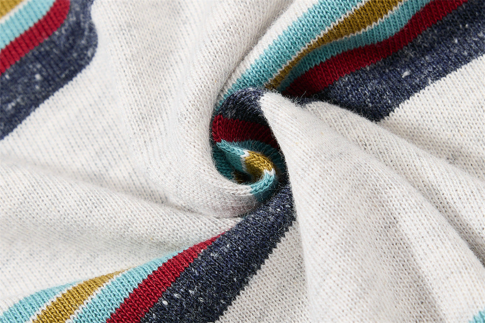 Striped Faux Two-Piece Long Sleeve Polo Shirt – Relaxed Fit with Layered Look