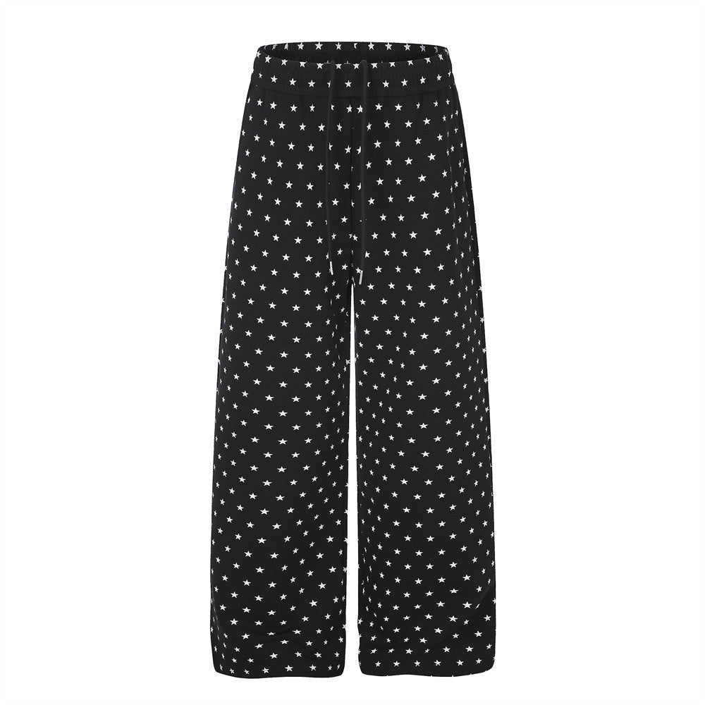 Pantalon de survêtement à jambes larges et imprimé étoiles – Coupe décontractée pour homme