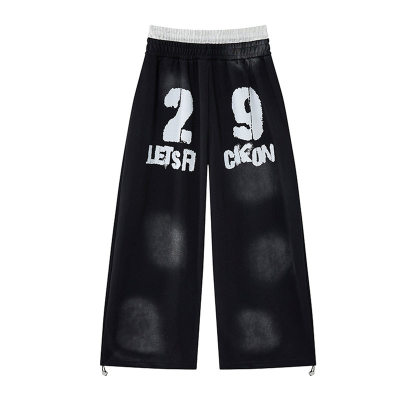 Wide-Leg-Sweatpants mit Union-Jack- und „Let's Rock On“-Print, Seitenstreifen