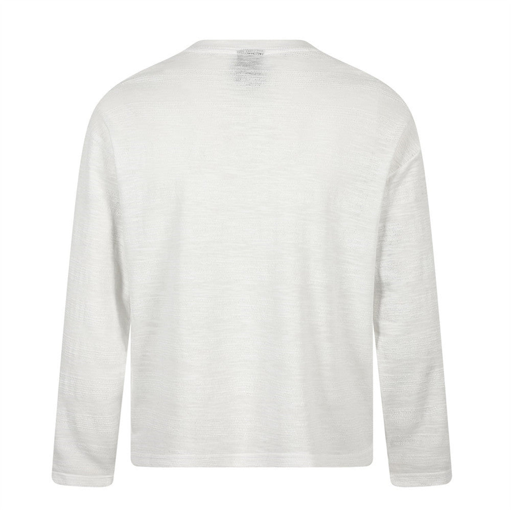 Camiseta de manga larga para hombre con estampado floral sombreado – Cuello redondo extragrande