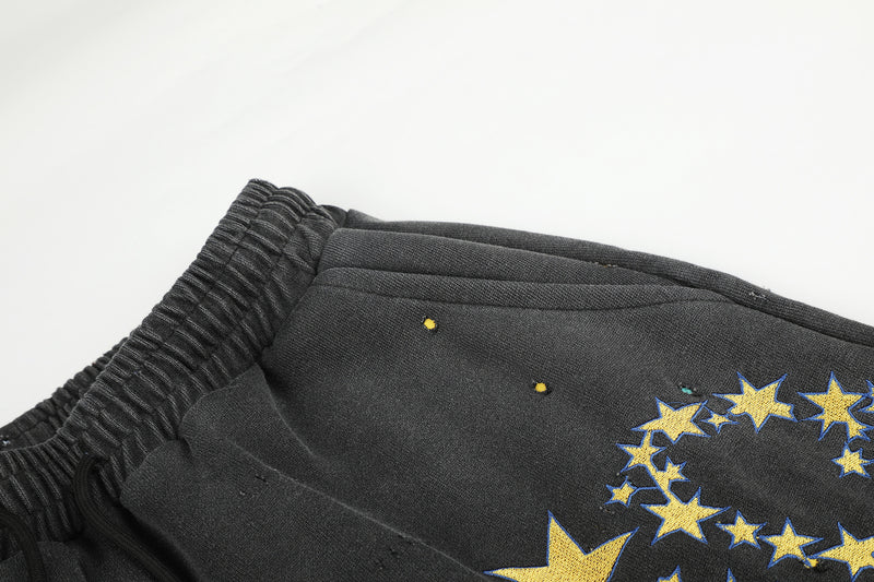 Pantalon de survêtement baggy à jambes larges, imprimé constellation d’étoiles, délavé