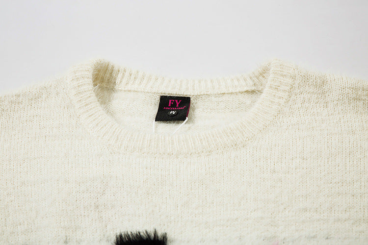 Pull oversize en maille jacquard à lettrage – Hell Is Empty, motif graffiti
