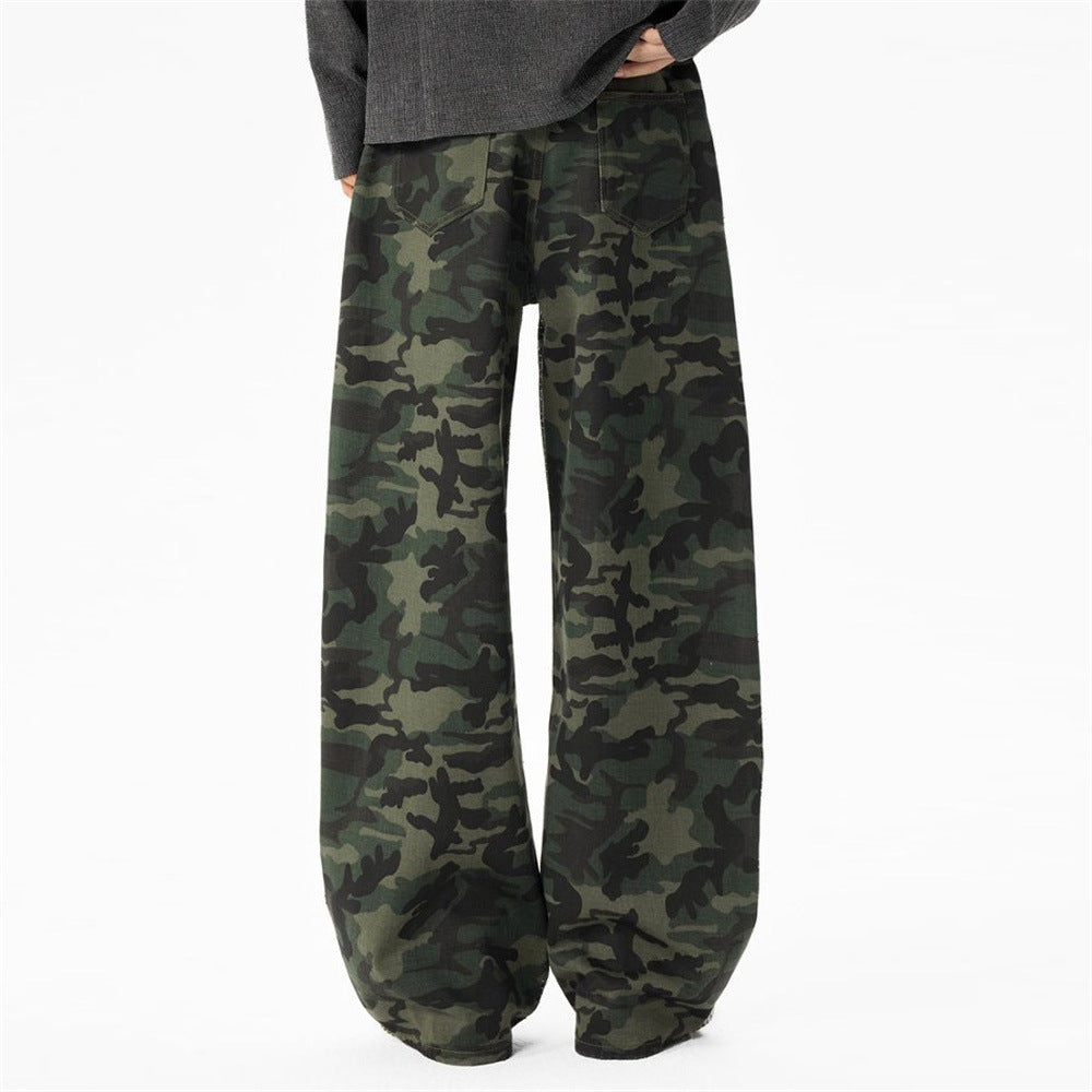 Camo-Hose mit weitem Bein und durchgehendem Strassdetail