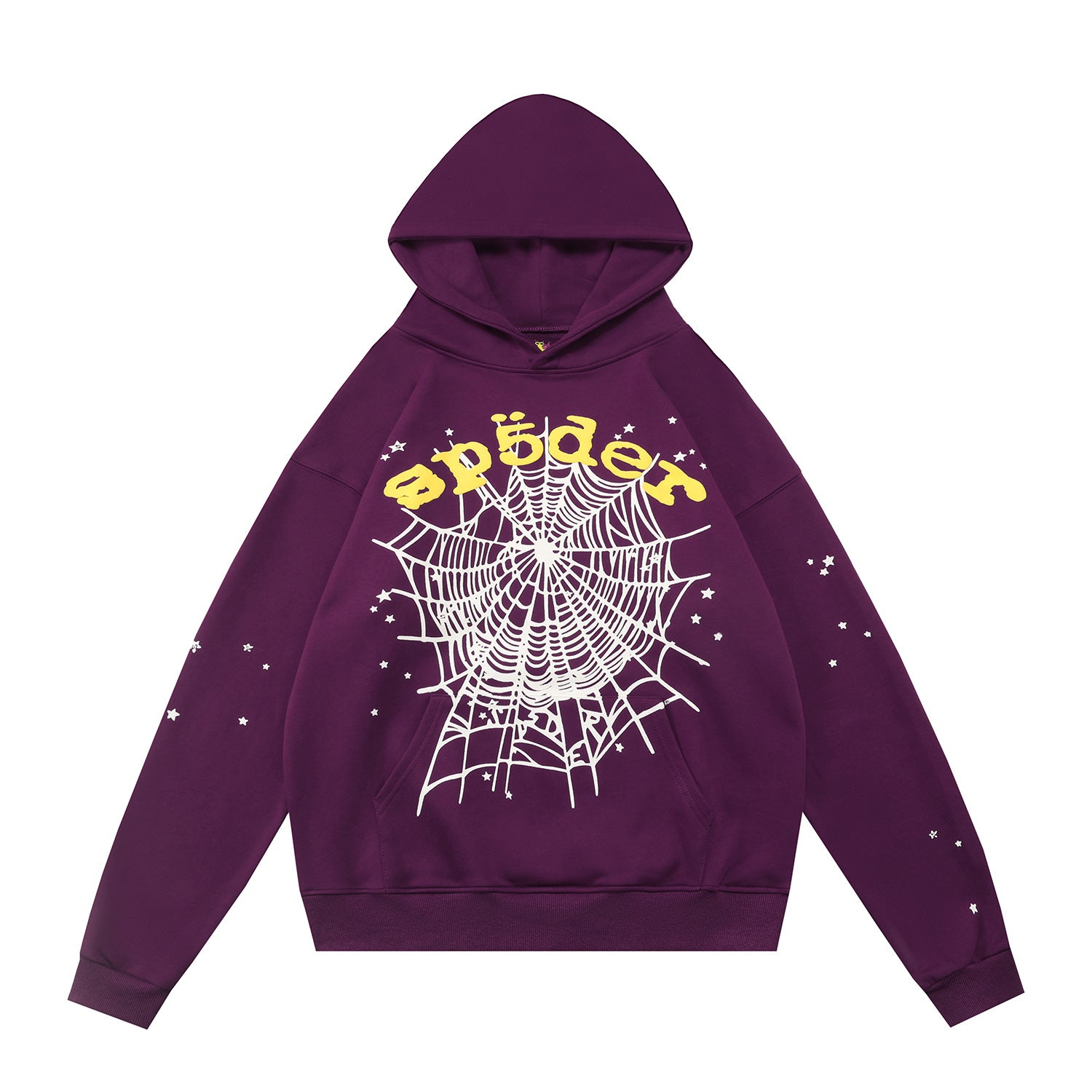 Sp5der Web Hoodie – Deep Purple &amp; Yellow 440GSM Heavyweight Oversized Streetwear Pullover