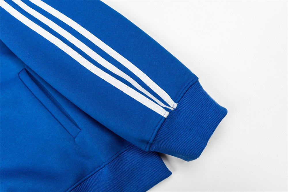 Men's Zip-Up Track Jacket with Stripe Sleeves and Crest Badge