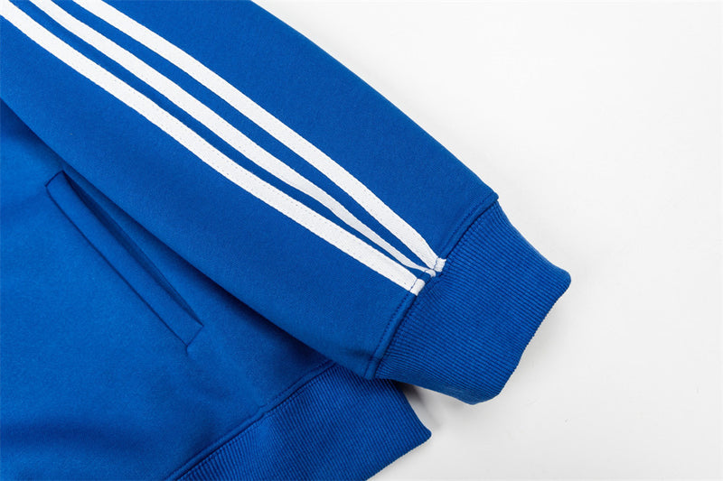 Men's Zip-Up Track Jacket with Stripe Sleeves and Crest Badge