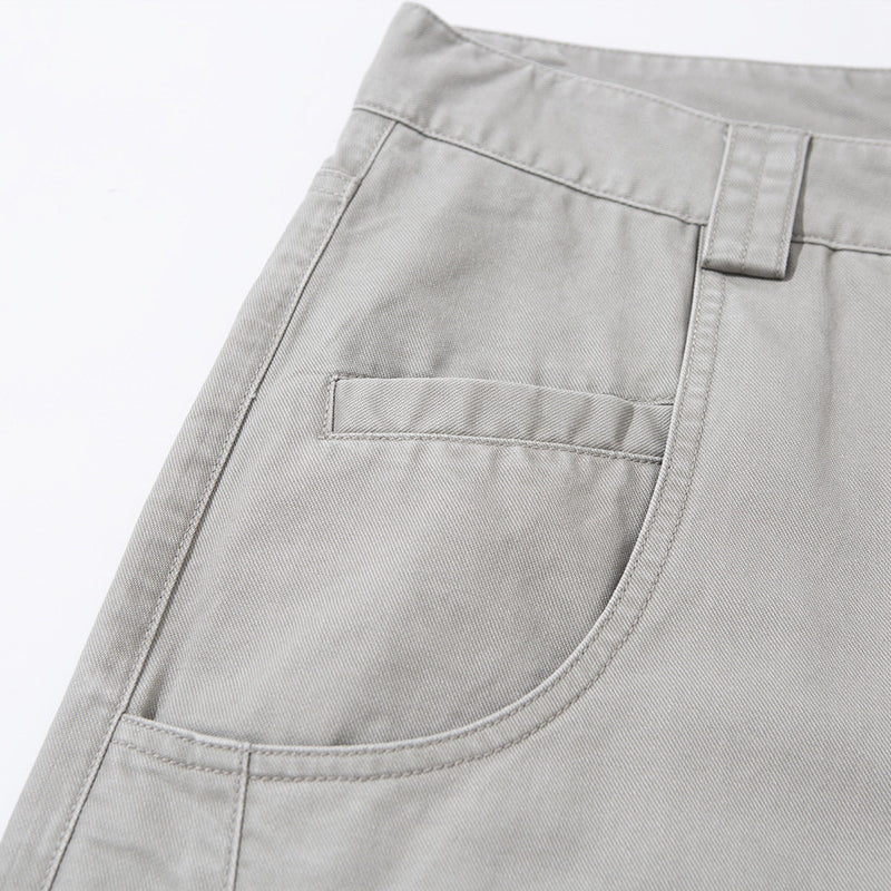 Men's Wide-Leg Workwear Trousers – Relaxed Straight-Cut Pants with Patch Pockets