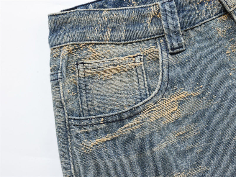 Vintage Baggy Jeans Men – Heavy Distressed Wide-Leg Straight Denim Pants