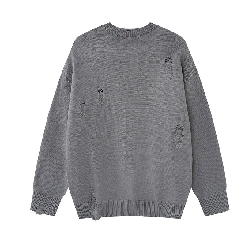Pull col rond oversize en maille usée avec motif de lettres appliquées