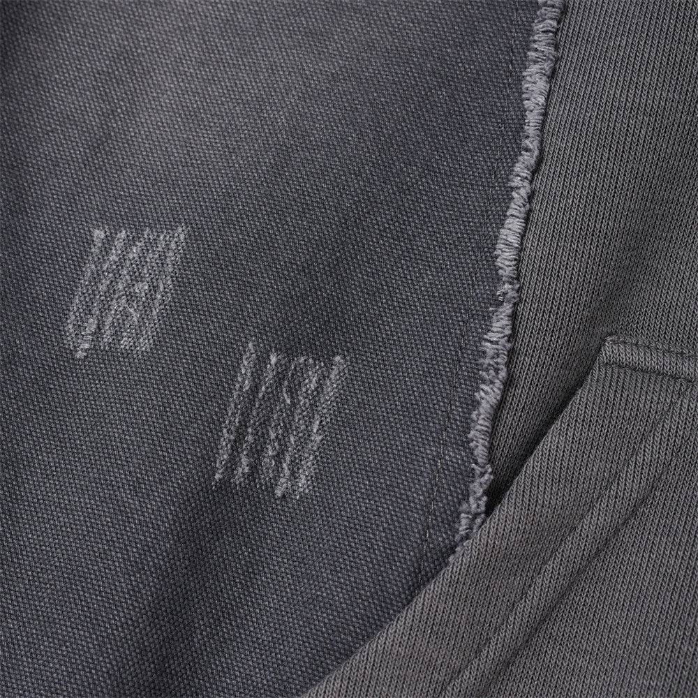 Hoodie oversize à enfiler, patchwork déconstruit, délavé et usé