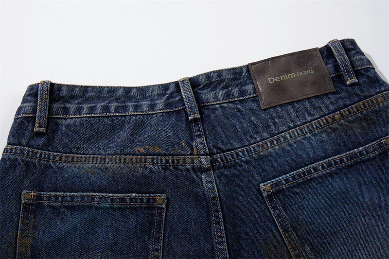 Distressed Patch Wide-Leg Jeans – Grunge Punk Washed Denim