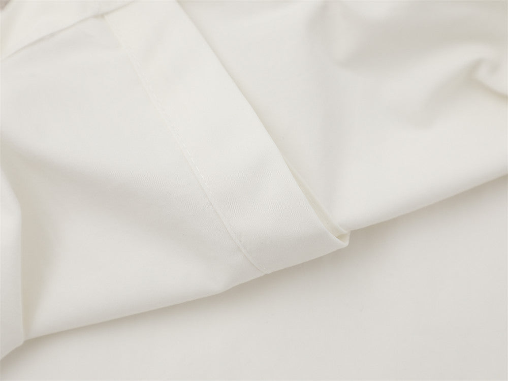 Abstract Figure Embroidered Short Sleeve Shirt – Oversized Casual Button-Up