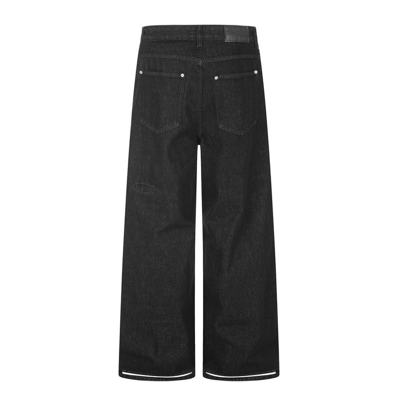 Wide-Leg Raw Denim Jeans – Relaxed Straight Fit