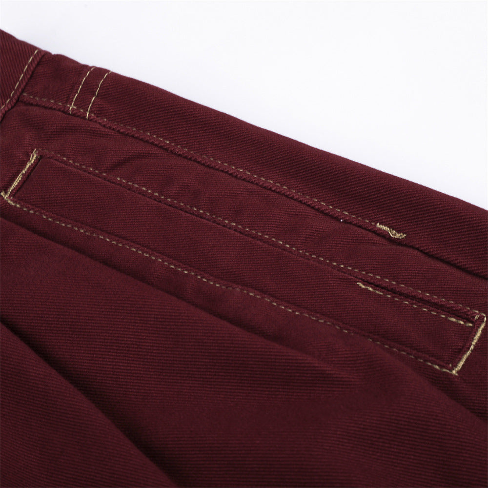 Wide-Leg Pleated Trousers – Curved Barrel Fit with Contrast Stitching