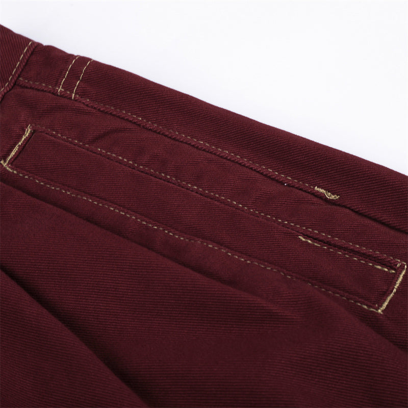 Wide-Leg Pleated Trousers – Curved Barrel Fit with Contrast Stitching