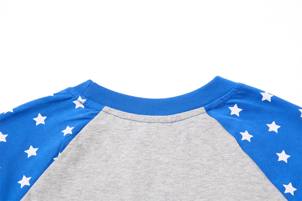 Men's Long Sleeve Raglan T-Shirt – Star Print Colorblock Graphic Tee