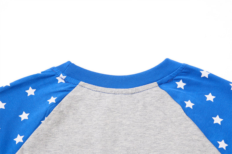 Men's Long Sleeve Raglan T-Shirt – Star Print Colorblock Graphic Tee