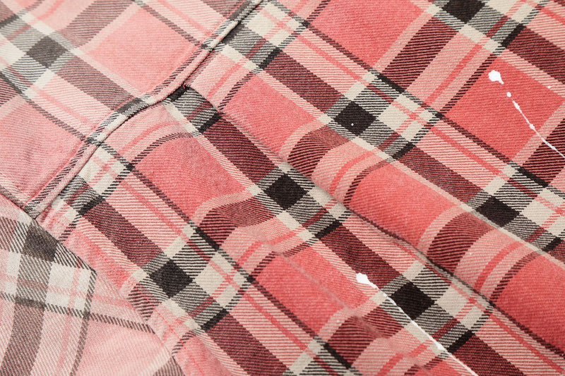 Camisa de franela de cuadros para mujer – Camisa oversize roja lavada y desgastada con botones