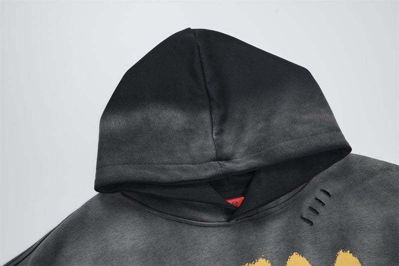 Graffiti Print Washed Distressed Oversized Hoodie