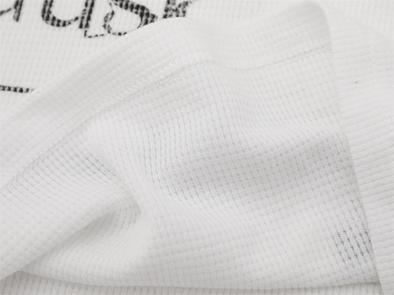 Herren-Langarmshirt mit Grafik – Oversize-Streetwear-Shirt aus Waffelstrick mit Schriftprint