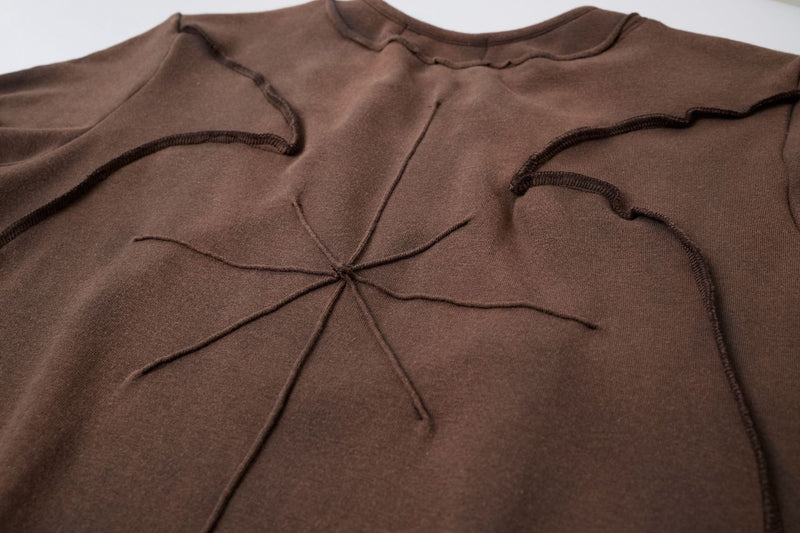 T-shirt manches courtes déconstruit à coutures 3D en relief – Streetwear délavé coupe ajustée