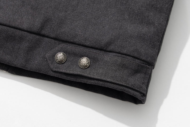 Men's Faux Fur Collar Studded Bomber Jacket – Charcoal Winter Coat