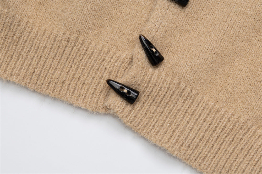 Gilet cardigan tricoté à capuche et boutons brandebourg – Veste pull homme ajustée