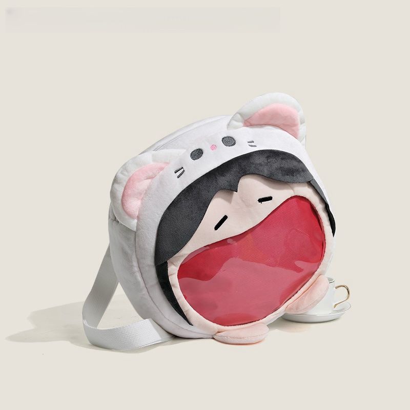 Adorable Cat Hoodie Plush Bag – Fun Original Design with Transparent Mouth Pocket