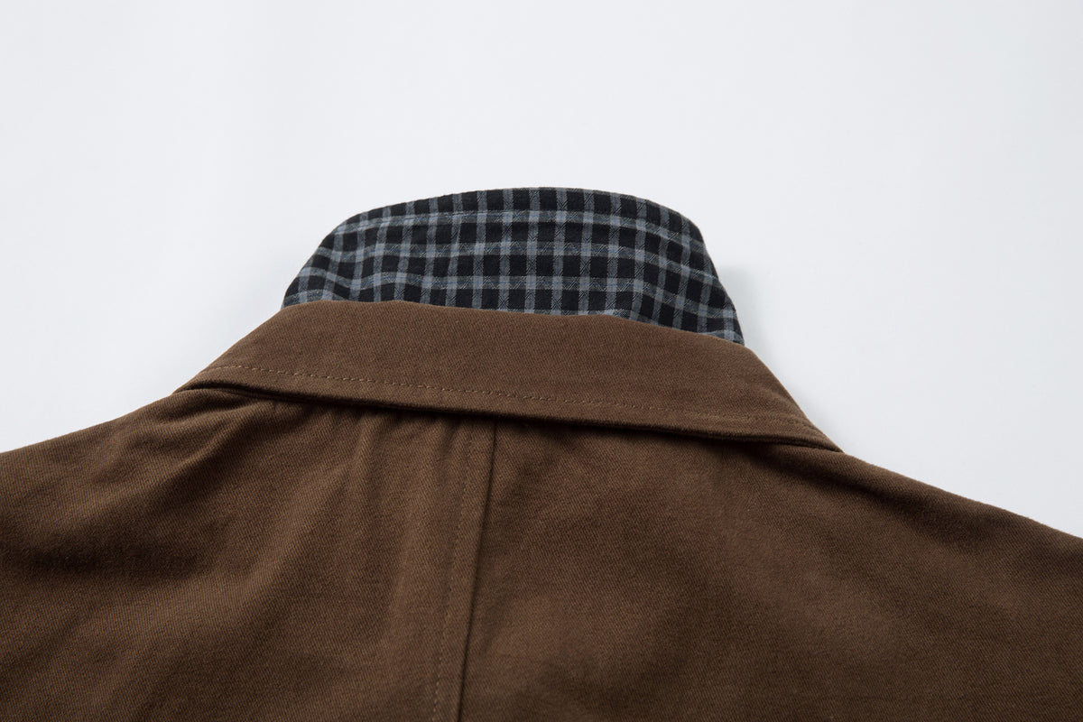 Men's Plaid-Lined Zip-Up Harrington Jacket – Layered Collar Workwear Coat