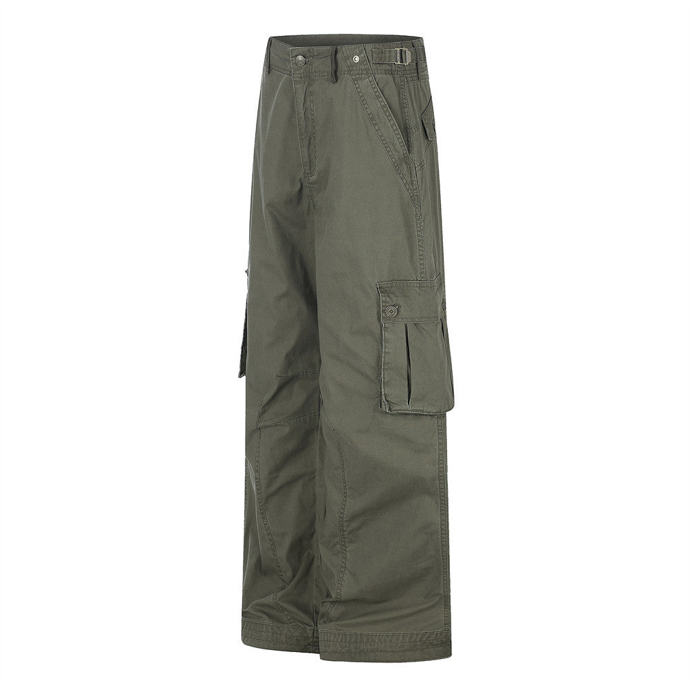 Wide-Leg Cargo Pants – Multi-Pocket Straight-Fit Workwear Trousers