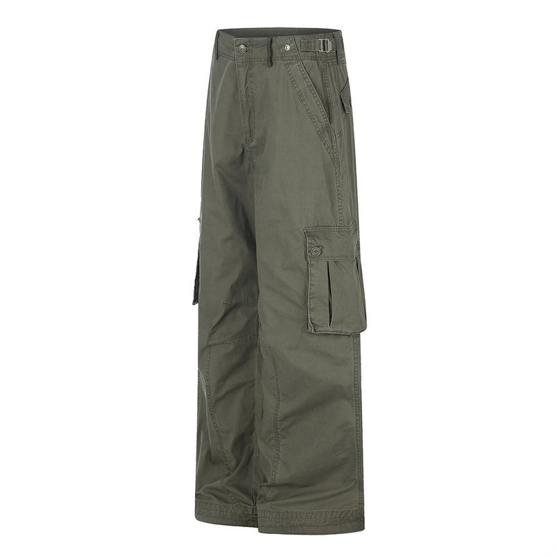 Wide-Leg Cargo Pants – Multi-Pocket Straight-Fit Workwear Trousers