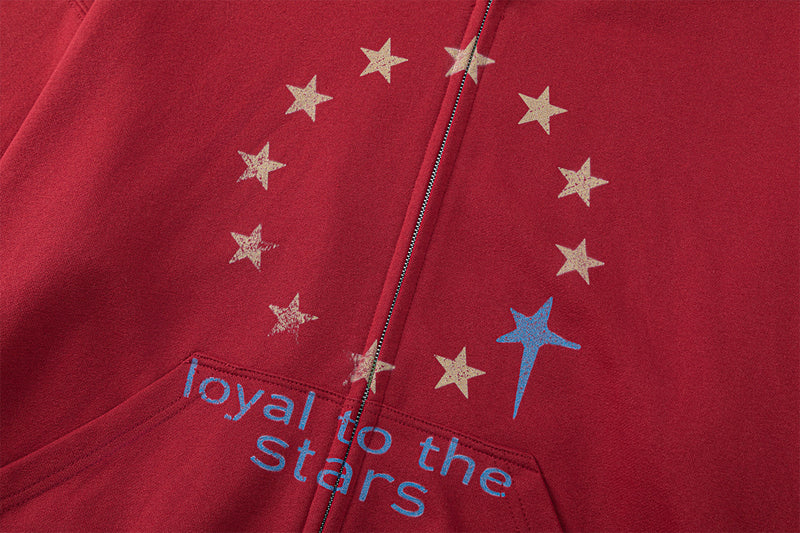 Hoodie zippé Loyal to the Stars – Motif étoiles vintage délavé