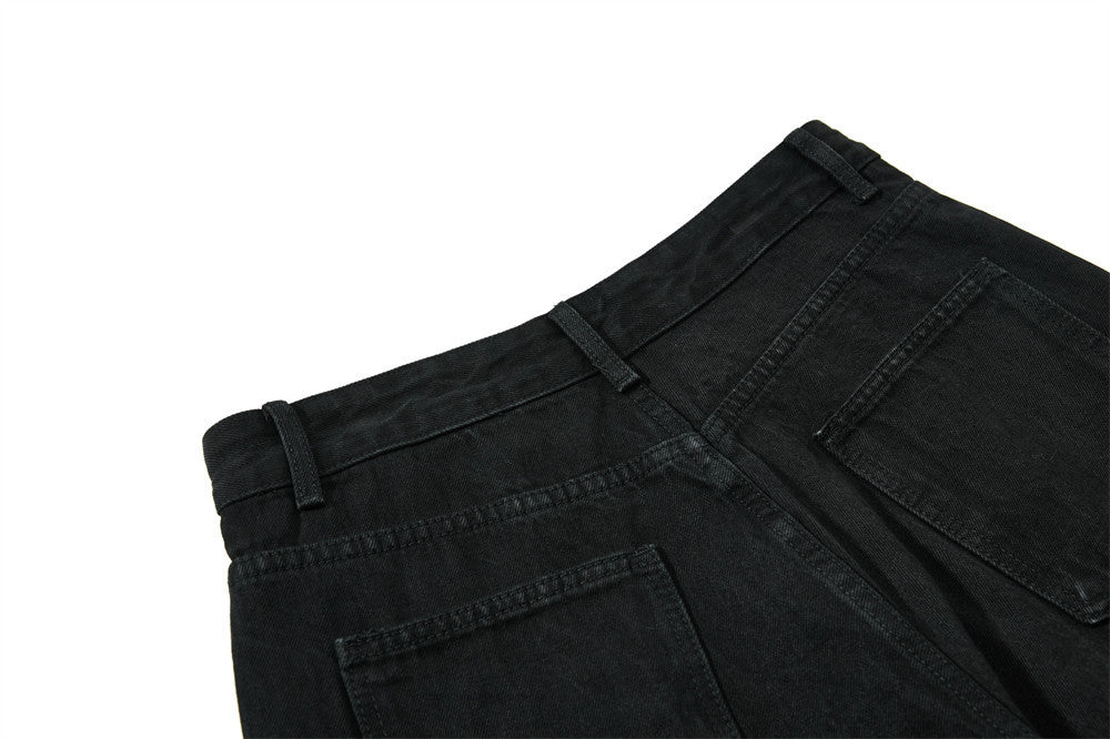 Wide-Leg-Carpenter-Jeans – Herrenjeans aus gewaschenem Denim mit asymmetrischer Knopfleiste und Utility-Details