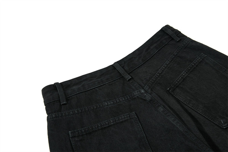 Wide-Leg-Carpenter-Jeans – Herrenjeans aus gewaschenem Denim mit asymmetrischer Knopfleiste und Utility-Details