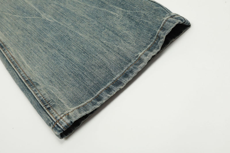 ヴィンテージウォッシュ ワイドレッグジーンズ｜ライトブルー レトロフレアデニム