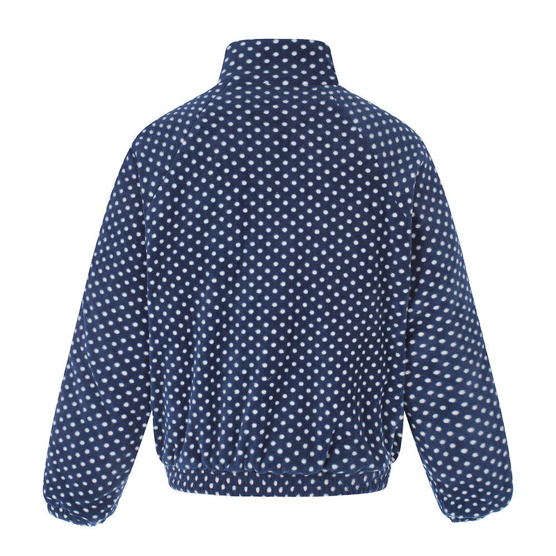 Padded Jacket for Men – Navy Polka Dot Star Patch Track Jacket with Stripe