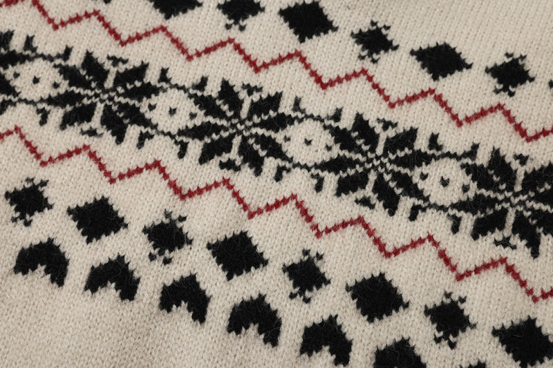 Fair Isle Jacquard Polo Collar Knit Sweater – Vintage Pattern Pullover