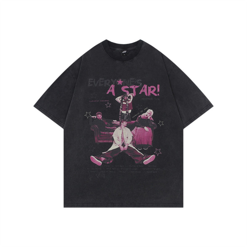 Everyone's A Star Grafik-T-Shirt – Oversized Herren-T-Shirt aus verwaschener Baumwolle