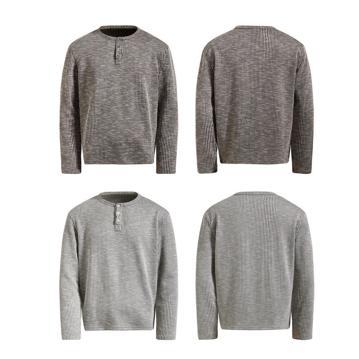 Men's Ribbed Henley Long Sleeve Tee – Vintage Old Money Style