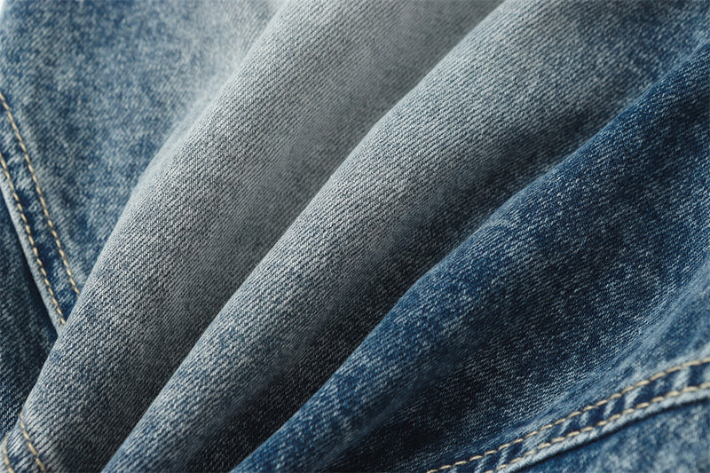 Gradient Washed Ripped Wide-Leg Jeans – Baggy Patchwork Dad Pants