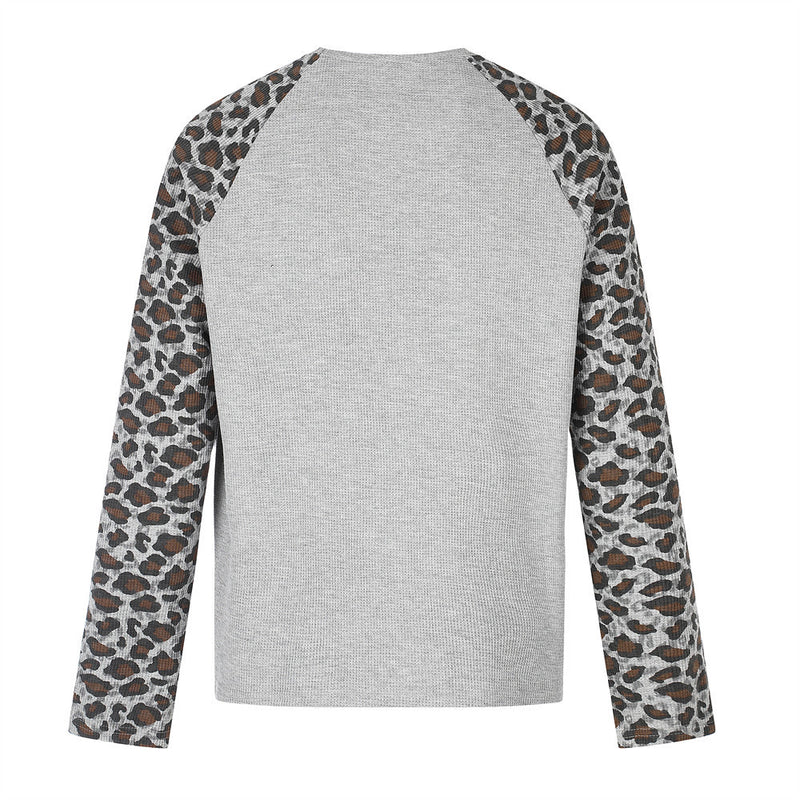 Leopard Print Raglan Long Sleeve Tee – Men's Streetwear Graphic Shirt