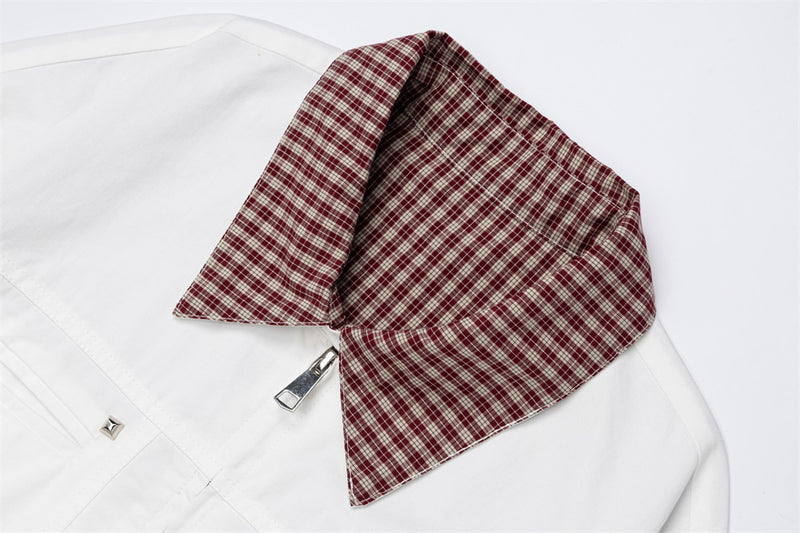 Oversized Harrington Jacket with Contrast Plaid Collar – Men's Relaxed Fit