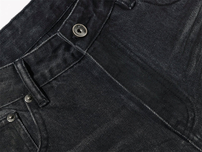 Wide-Leg-Baggy-Jeans – Verwaschene schwarze Distressed-Denim-Herrenjeans