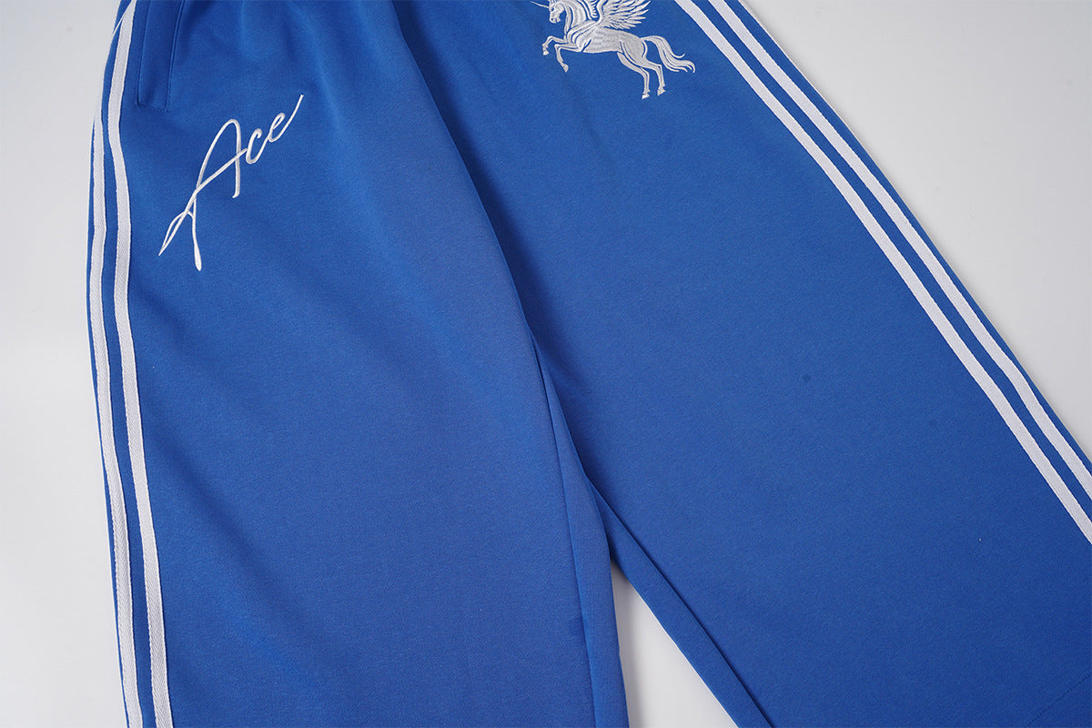 Wide Leg Sweatpants with Leopard Waistband & Pegasus Embroidery