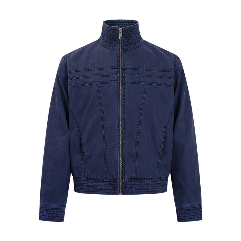 Men's Vintage Washed Moto Zip Jacket – Deconstructed Seam Detroit Style