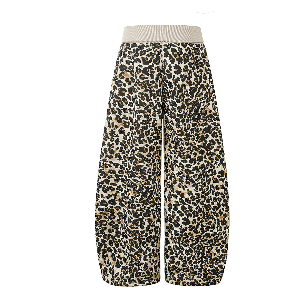 Pantalon à jambes larges imprimé léopard avec motifs lèvres et graffiti — Style street décontracté