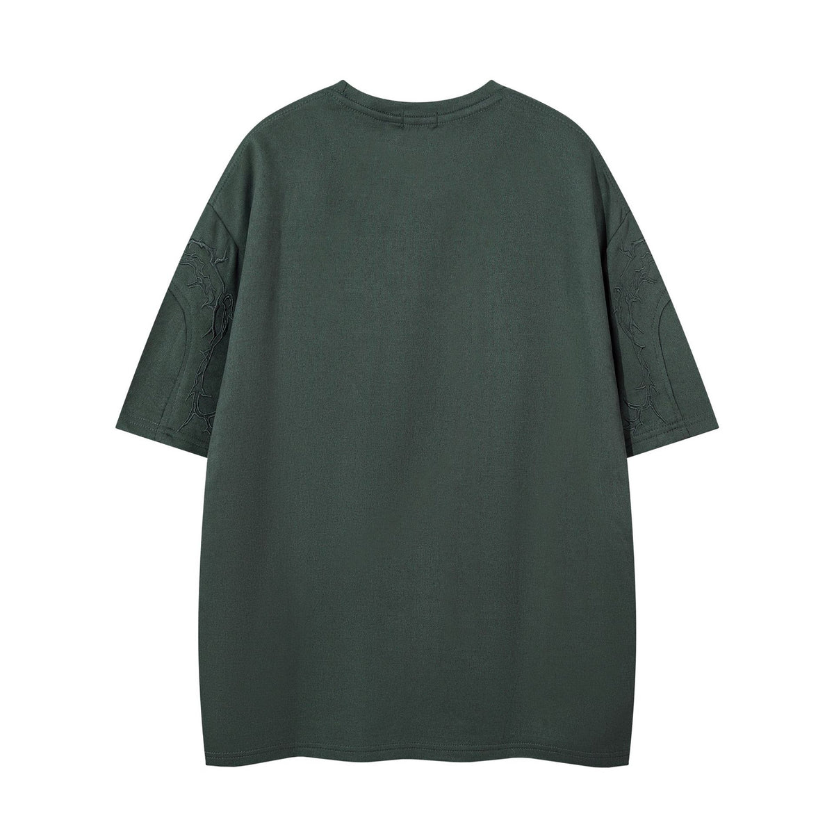 Oversized Gothic-T-Shirt mit Dornenstickerei – Kurzarmshirt im American-Streetwear-Stil